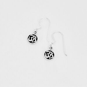 Sterling Silver Dangle OM Earring, Silver Earrings, Dangling Yoga Jewelry